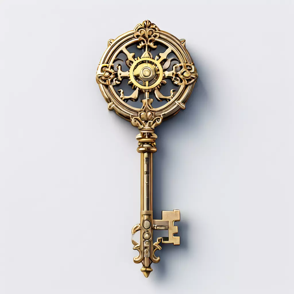 Ornate Golden Key 3D Model Low-poly 3D model_0