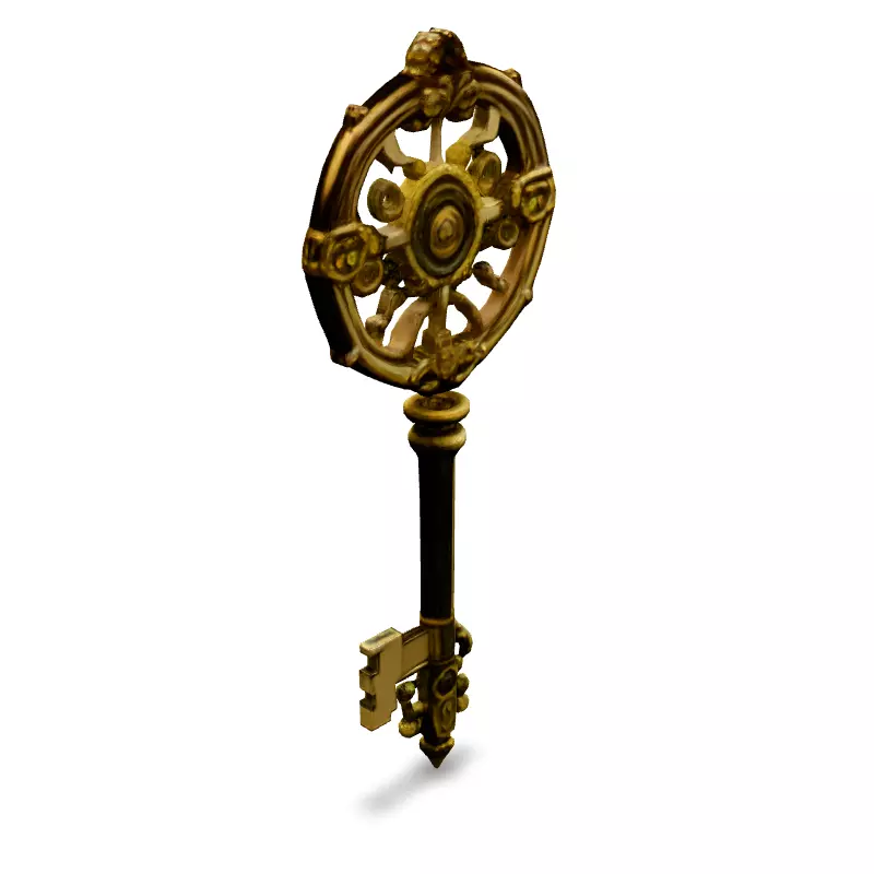Ornate Golden Key 3D Model Low-poly 3D model_2