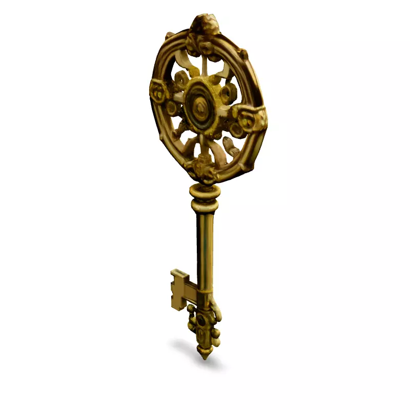Ornate Golden Key 3D Model Low-poly 3D model_1