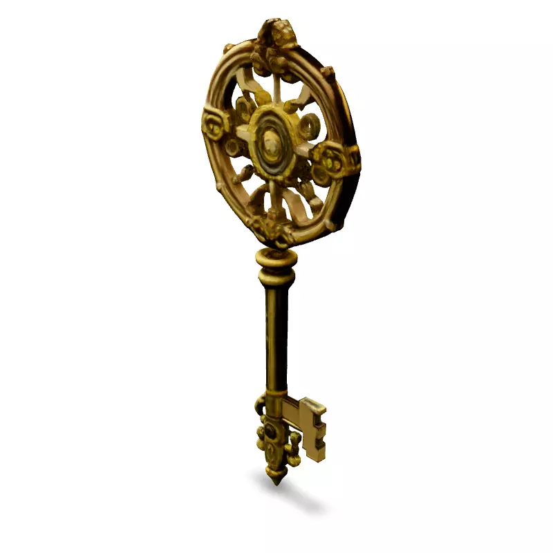 Ornate Golden Key 3D Model Low-poly 3D model_5