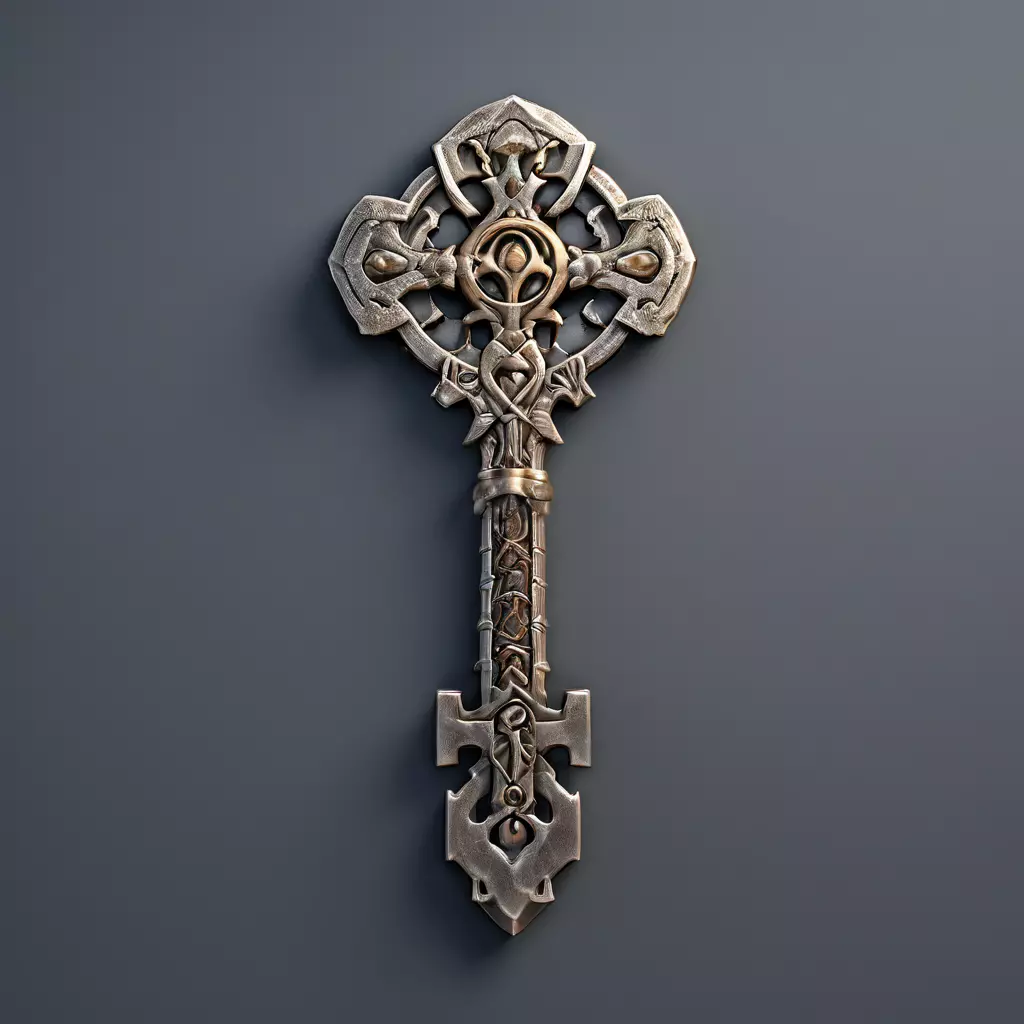 Ornate Fantasy Key 3D Model Low-poly 3D model_0
