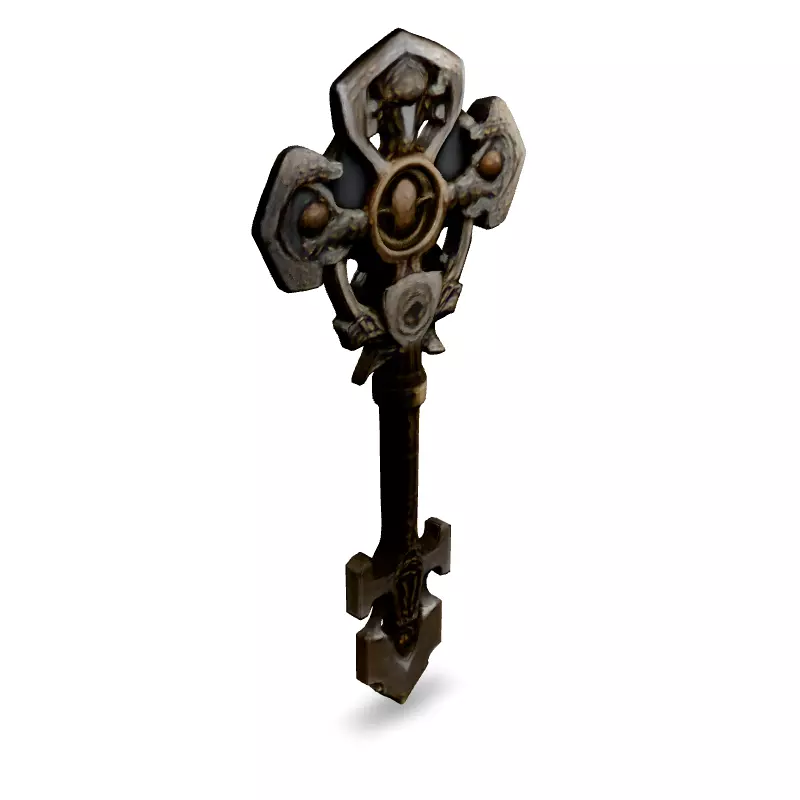 Ornate Fantasy Key 3D Model Low-poly 3D model_2