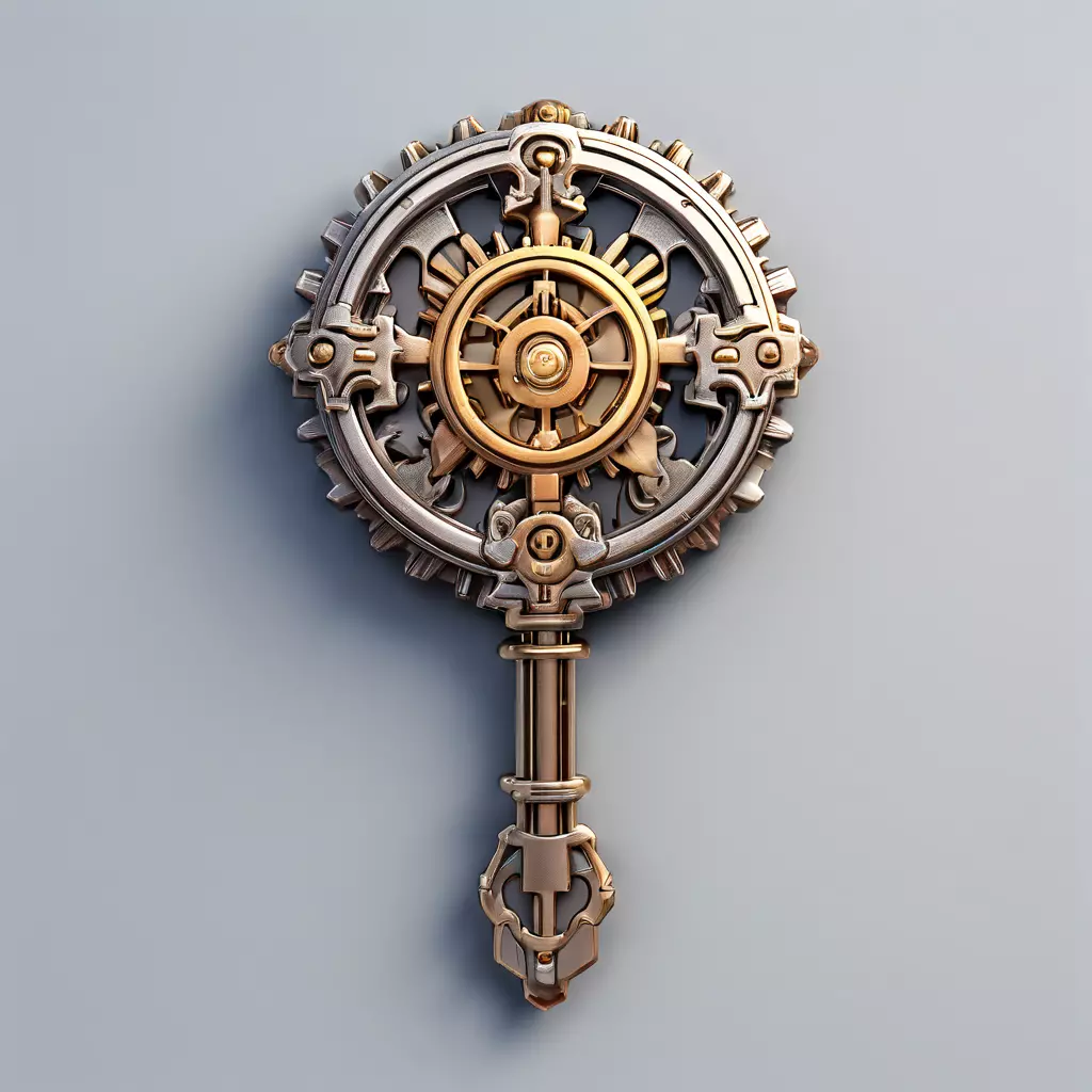Steampunk Gear Key 3D Model Low-poly 3D model_0