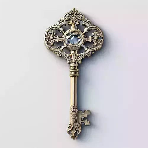 Ornate Antique Key with Gem