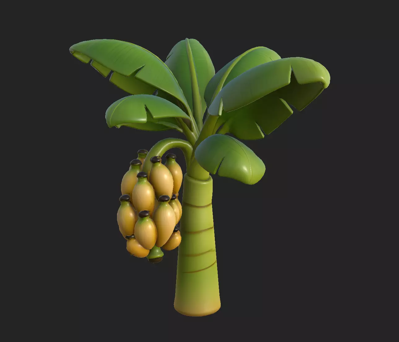 Stylized Banana Tree Growth Stages  Low Poly 3D Model for Games  Low-poly 3D model_9