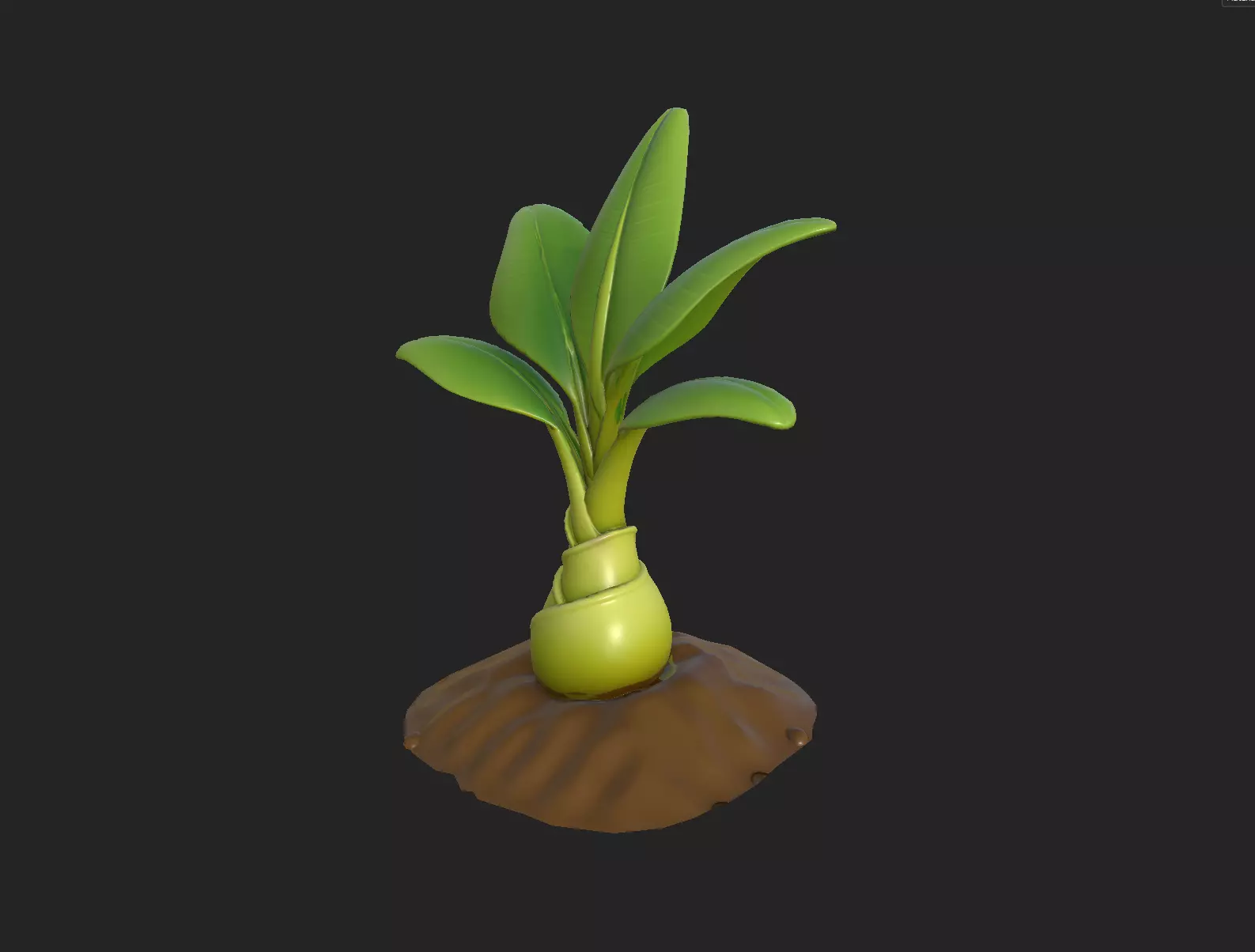 Stylized Banana Tree Growth Stages  Low Poly 3D Model for Games  Low-poly 3D model_15