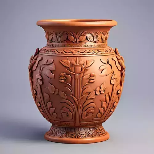 Ornate Carved Terracotta Vase Low-poly 3D model