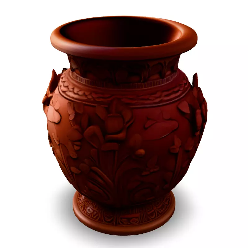 Ornate Carved Terracotta Vase Low-poly 3D model_5