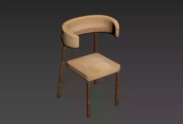 Modern Curved Back Wooden Chair 