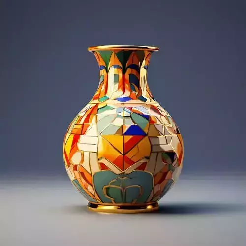 Colorful Mosaic Vase 3D Model Low-poly 3D model