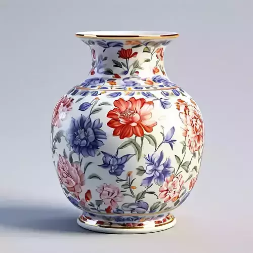 Decorative Porcelain Vase with Floral Design