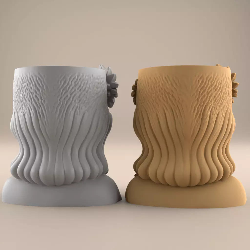 Sunflower Girl Planter urn candy and candle container 3D print model_2