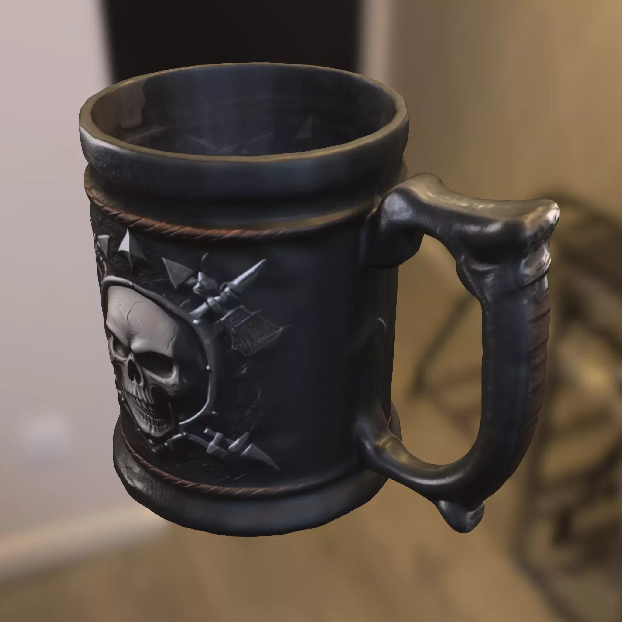Skull Warrior Mug Low-poly 3D model_0