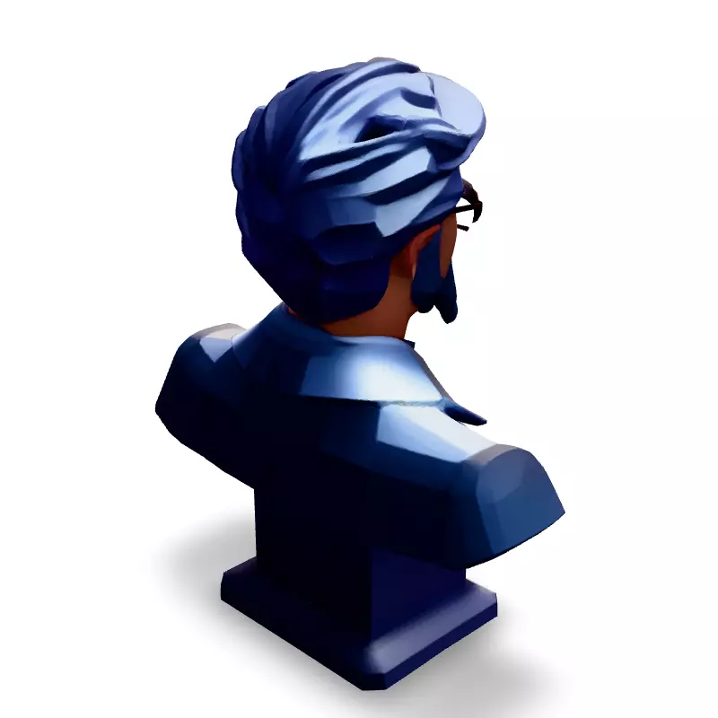 Low Poly Scientist Bust Low-poly 3D model_5