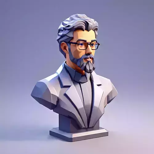 Low Poly Scientist Bust Low-poly 3D model