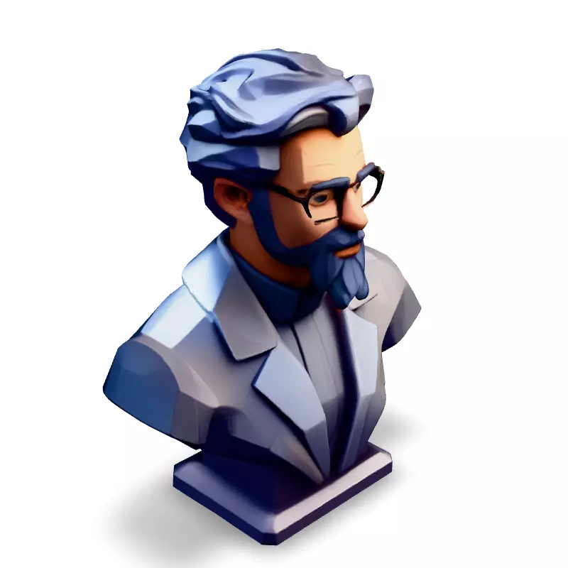 Low Poly Scientist Bust Low-poly 3D model_2