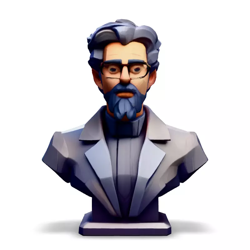 Low Poly Scientist Bust Low-poly 3D model_3