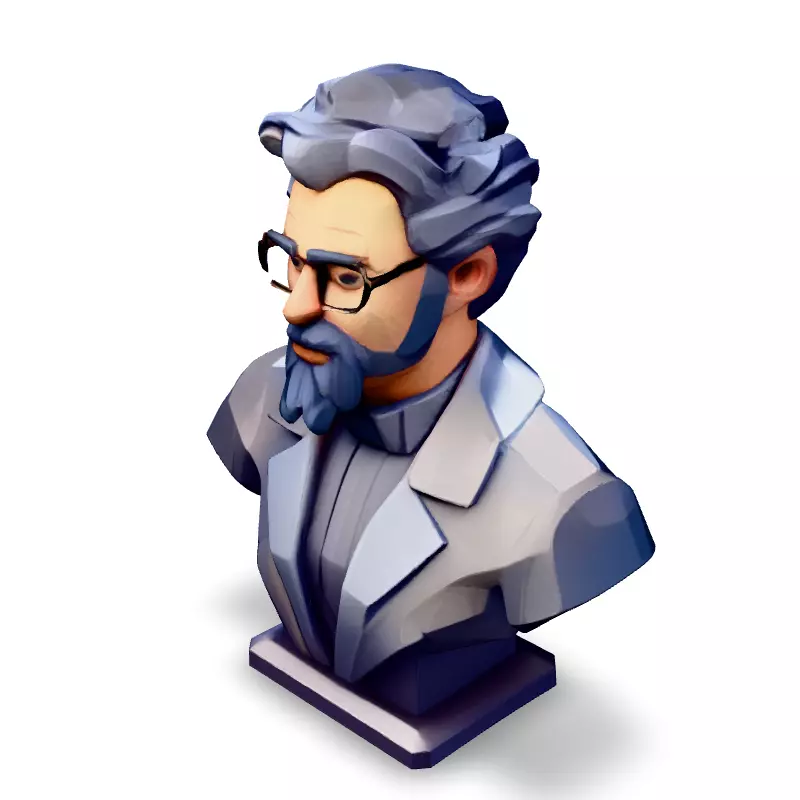 Low Poly Scientist Bust Low-poly 3D model_1
