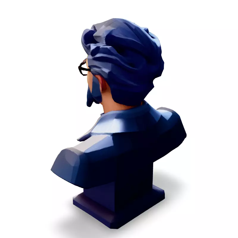 Low Poly Scientist Bust Low-poly 3D model_4