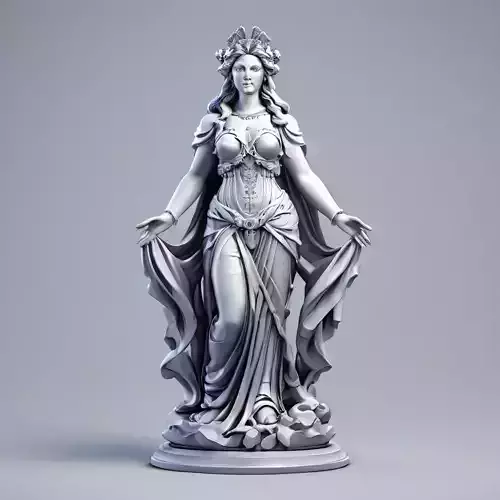 Elegant Goddess Statue 3D Model Low-poly 3D model