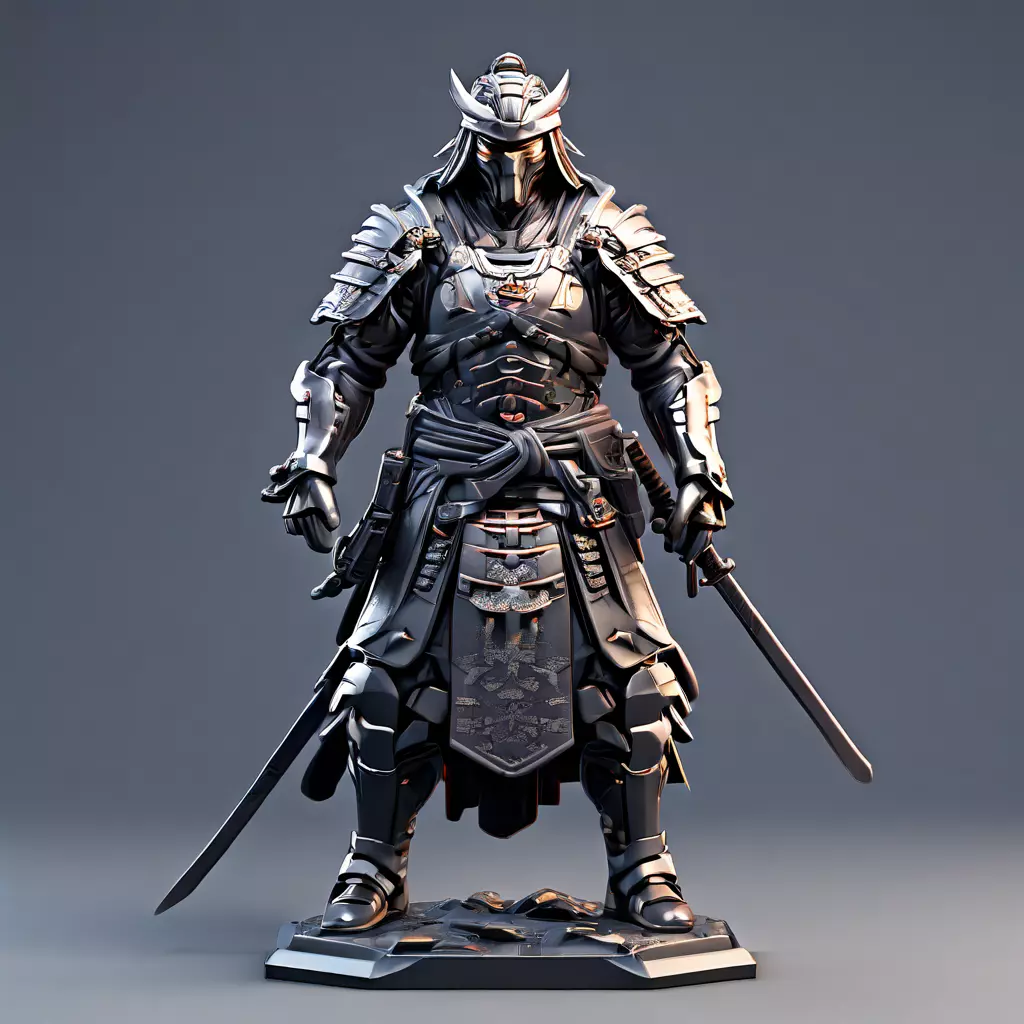 SciFi Samurai Warrior 3D Model Low-poly 3D model_0