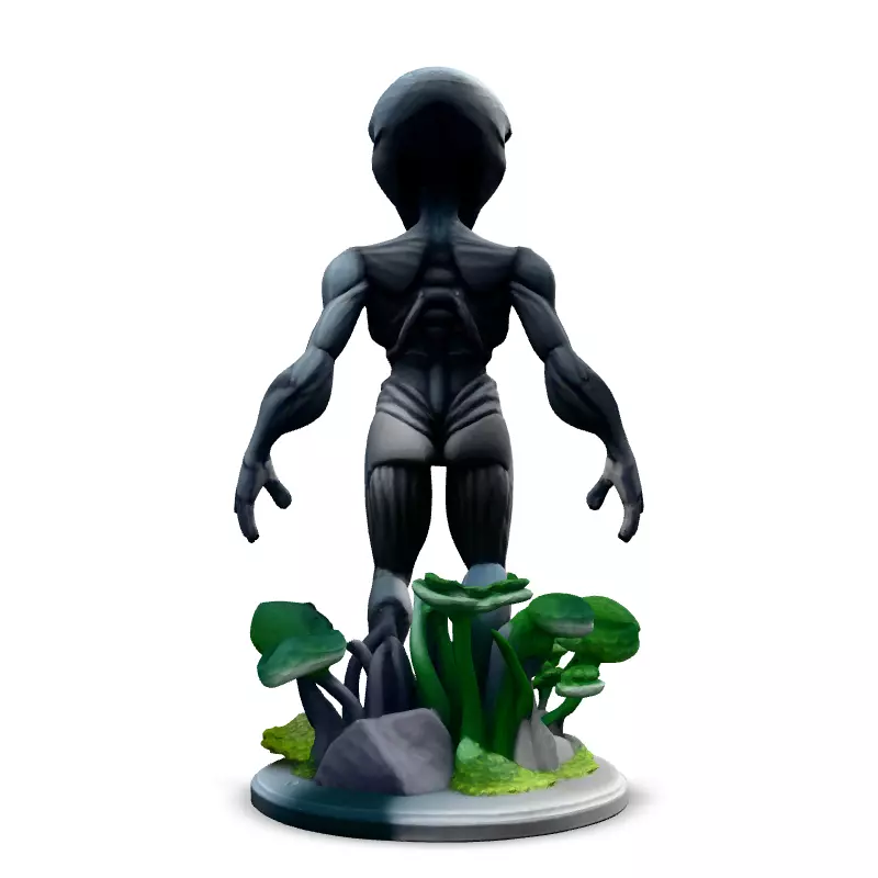 Highly Detailed SciFi Alien Statue Low-poly 3D model_6