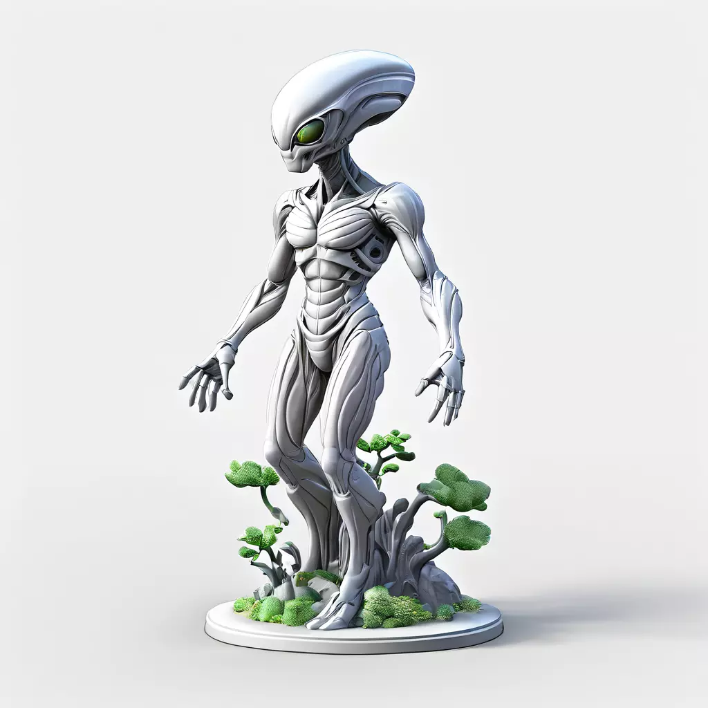 Highly Detailed SciFi Alien Statue Low-poly 3D model_0