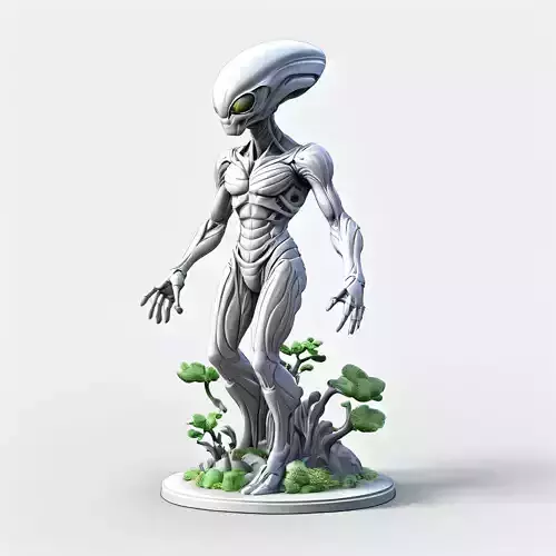 Highly Detailed SciFi Alien Statue Low-poly 3D model