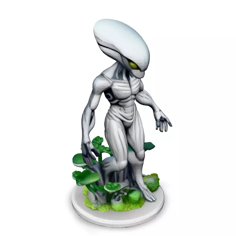 Highly Detailed SciFi Alien Statue Low-poly 3D model_2