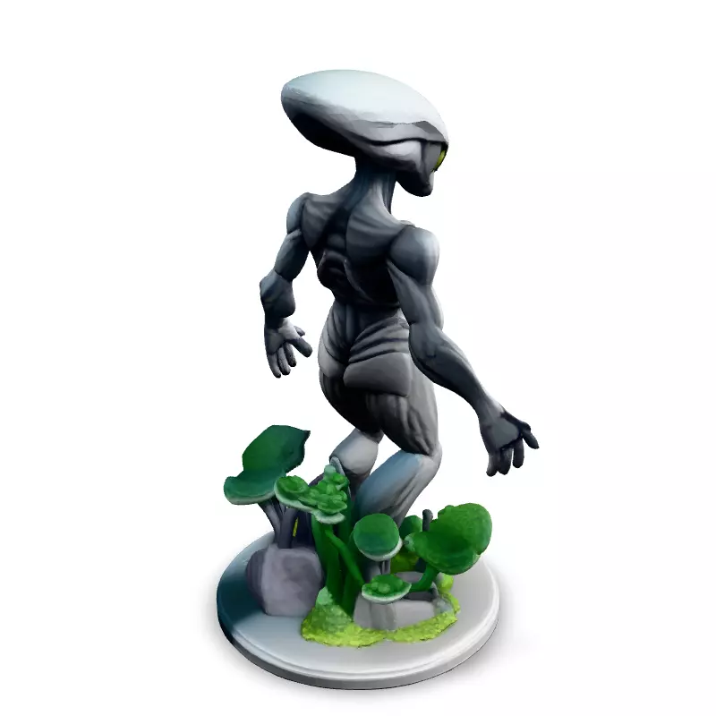 Highly Detailed SciFi Alien Statue Low-poly 3D model_5