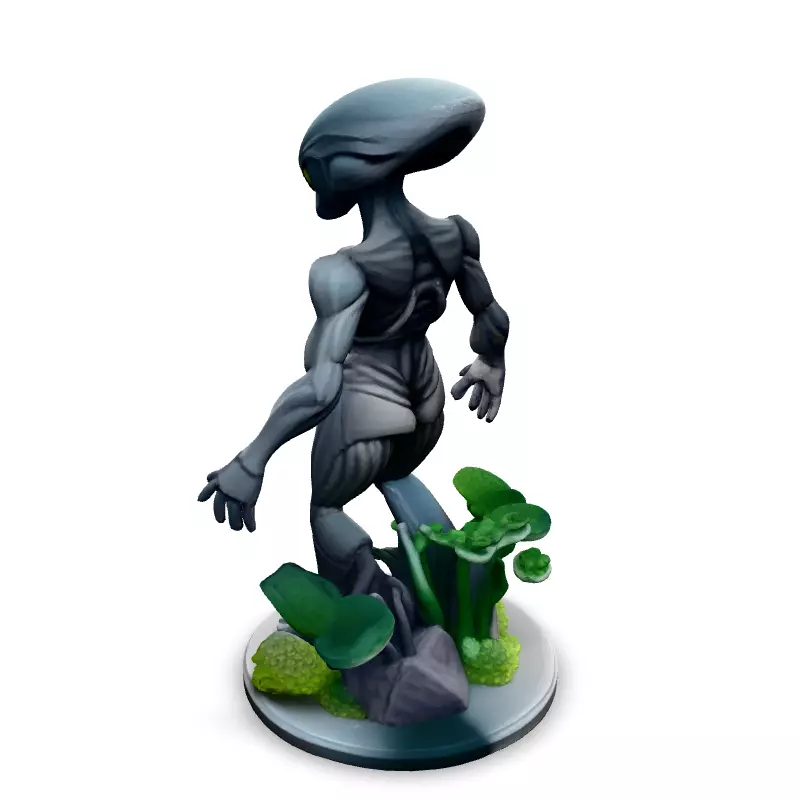 Highly Detailed SciFi Alien Statue Low-poly 3D model_4