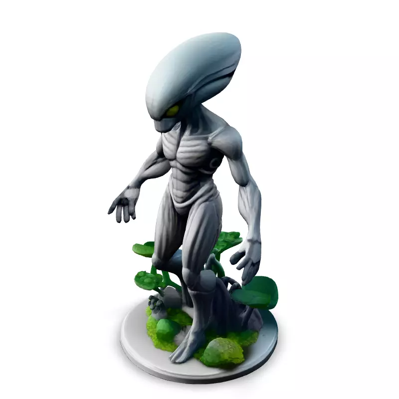 Highly Detailed SciFi Alien Statue Low-poly 3D model_1