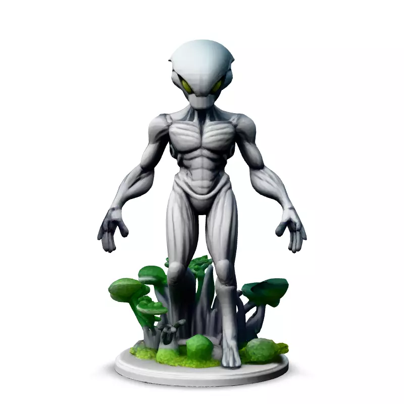 Highly Detailed SciFi Alien Statue Low-poly 3D model_3