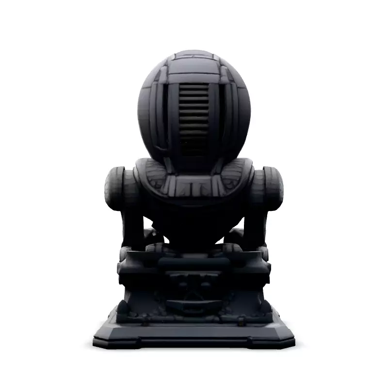 SciFi Alien Statue Bust Low-poly 3D model_6