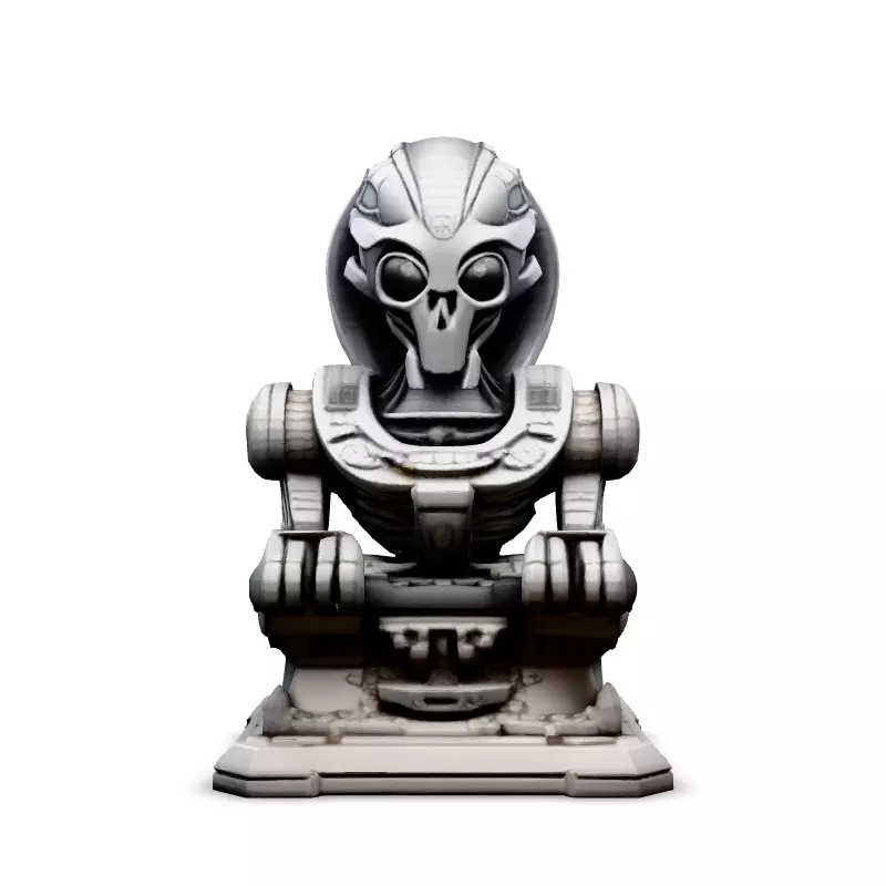 SciFi Alien Statue Bust Low-poly 3D model_3