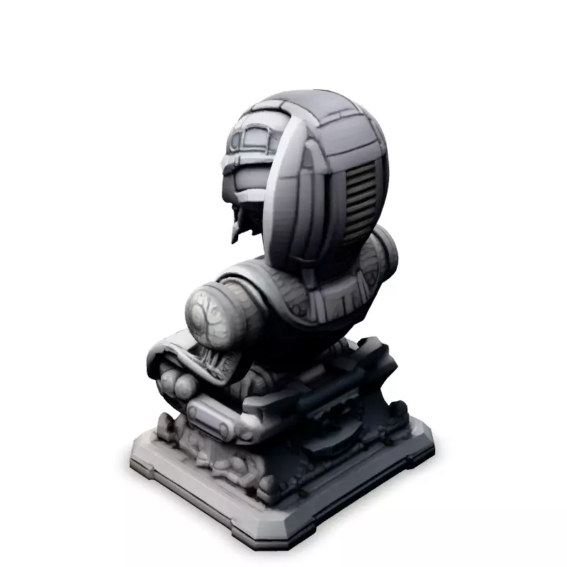 SciFi Alien Statue Bust Low-poly 3D model_4