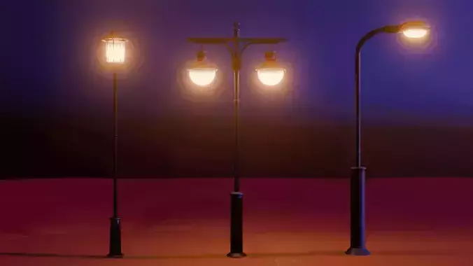 Simple Low-Poly Street Lamp Low-poly 3D model
