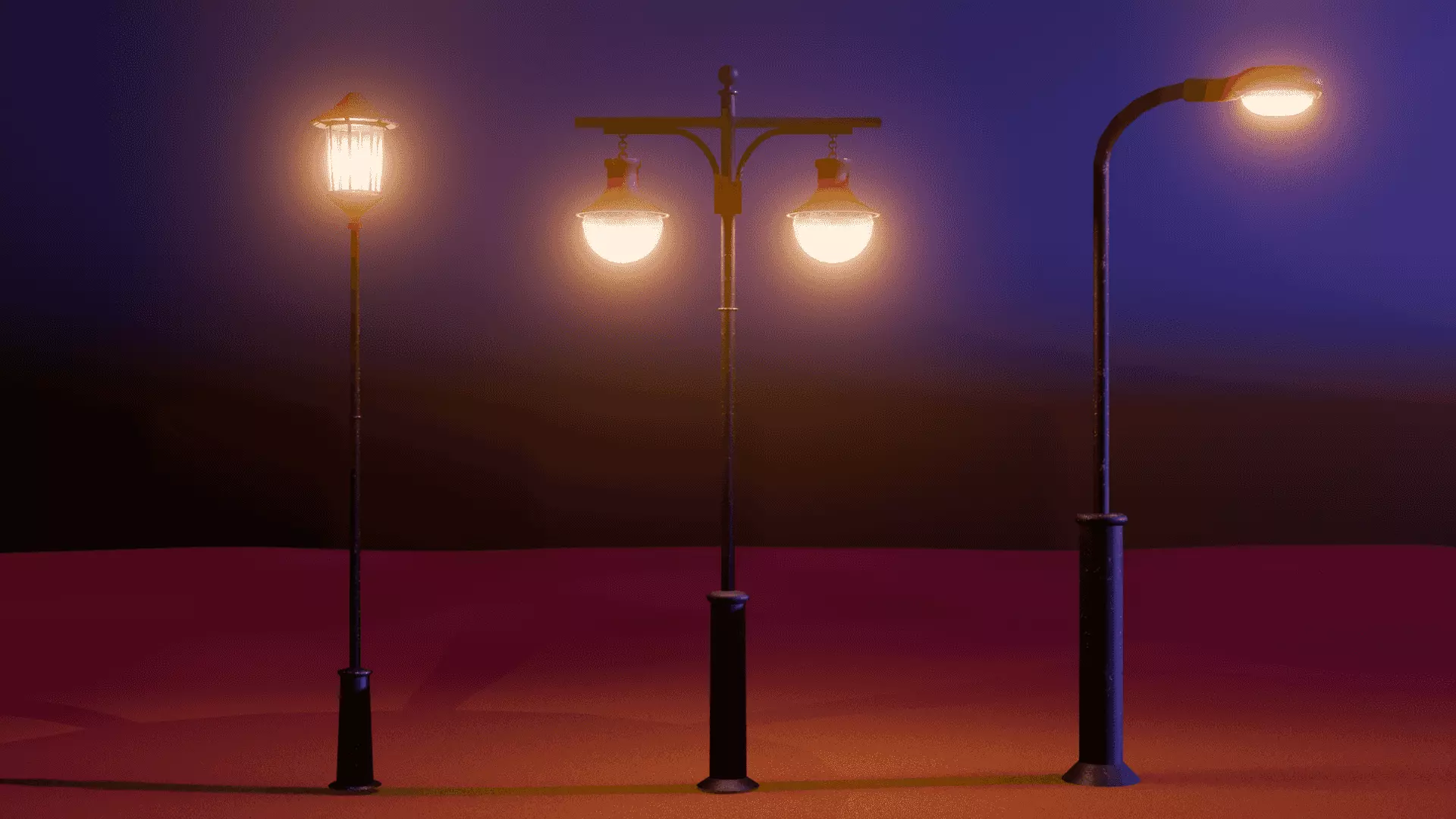Simple Low-Poly Street Lamp Low-poly 3D model_0