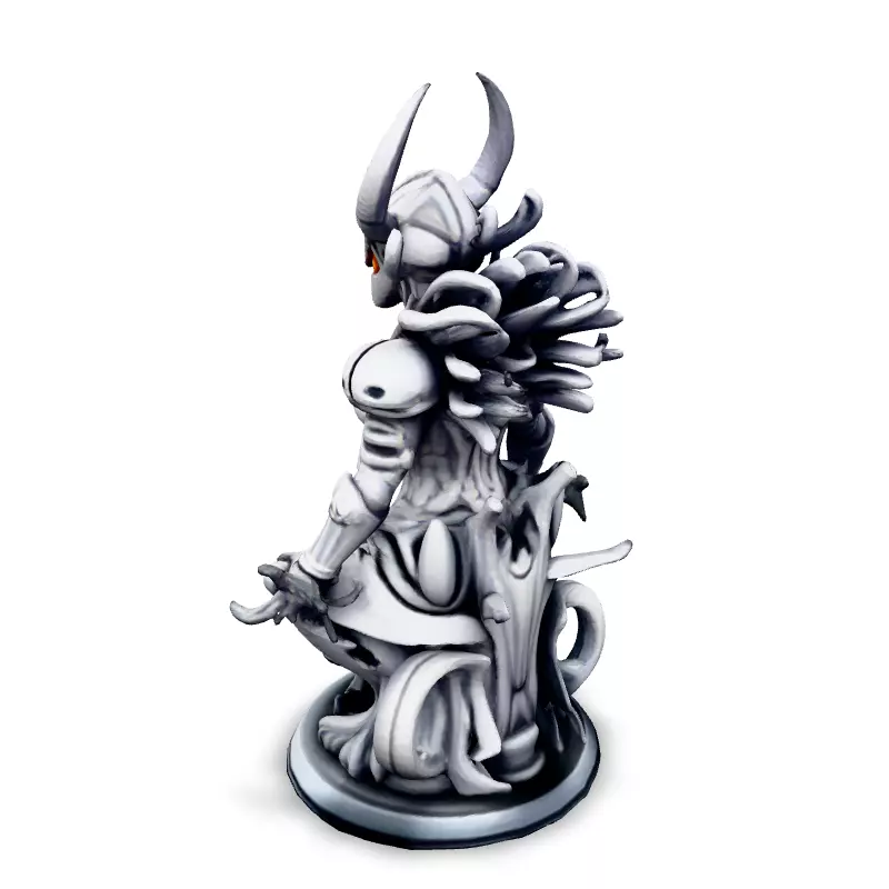 Scifi Seated Female Warrior Statue Low-poly 3D model_4