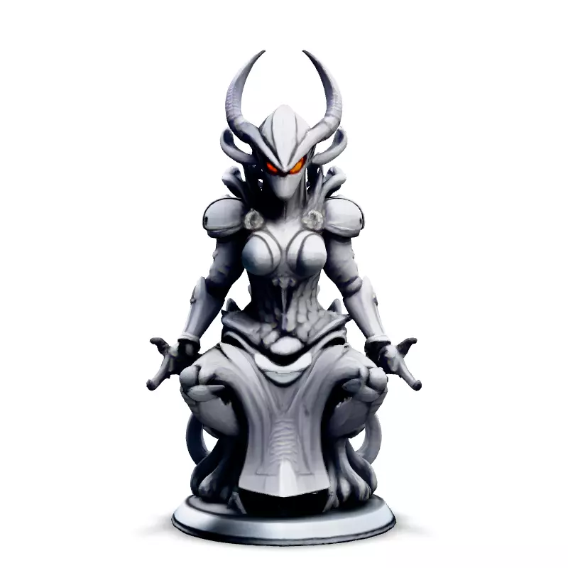 Scifi Seated Female Warrior Statue Low-poly 3D model_3