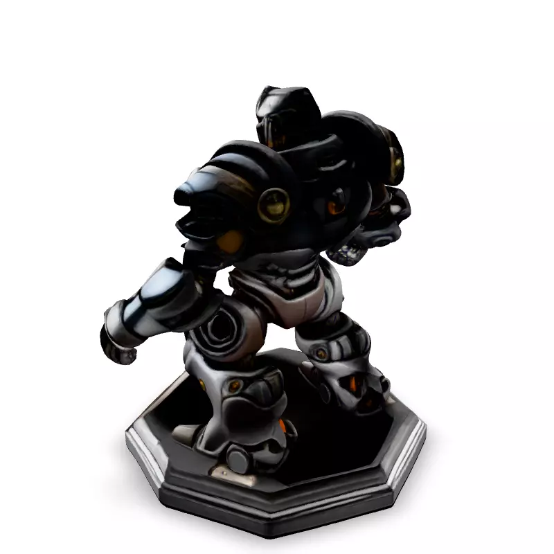 SciFi Knight Mech Warrior Robot Low-poly 3D model_4