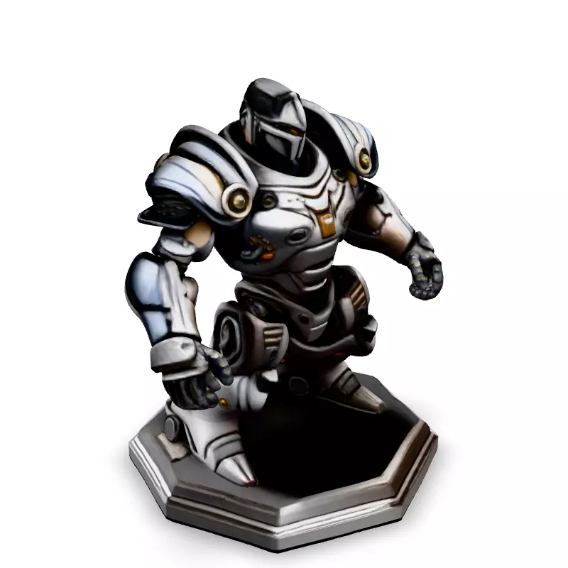 SciFi Knight Mech Warrior Robot Low-poly 3D model_2