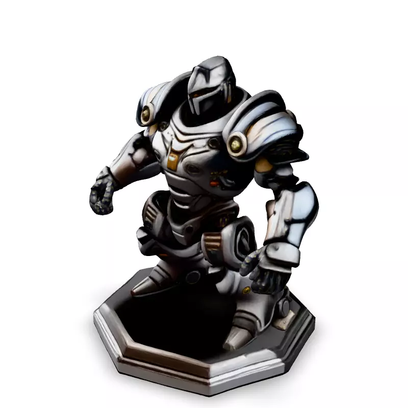 SciFi Knight Mech Warrior Robot Low-poly 3D model_1