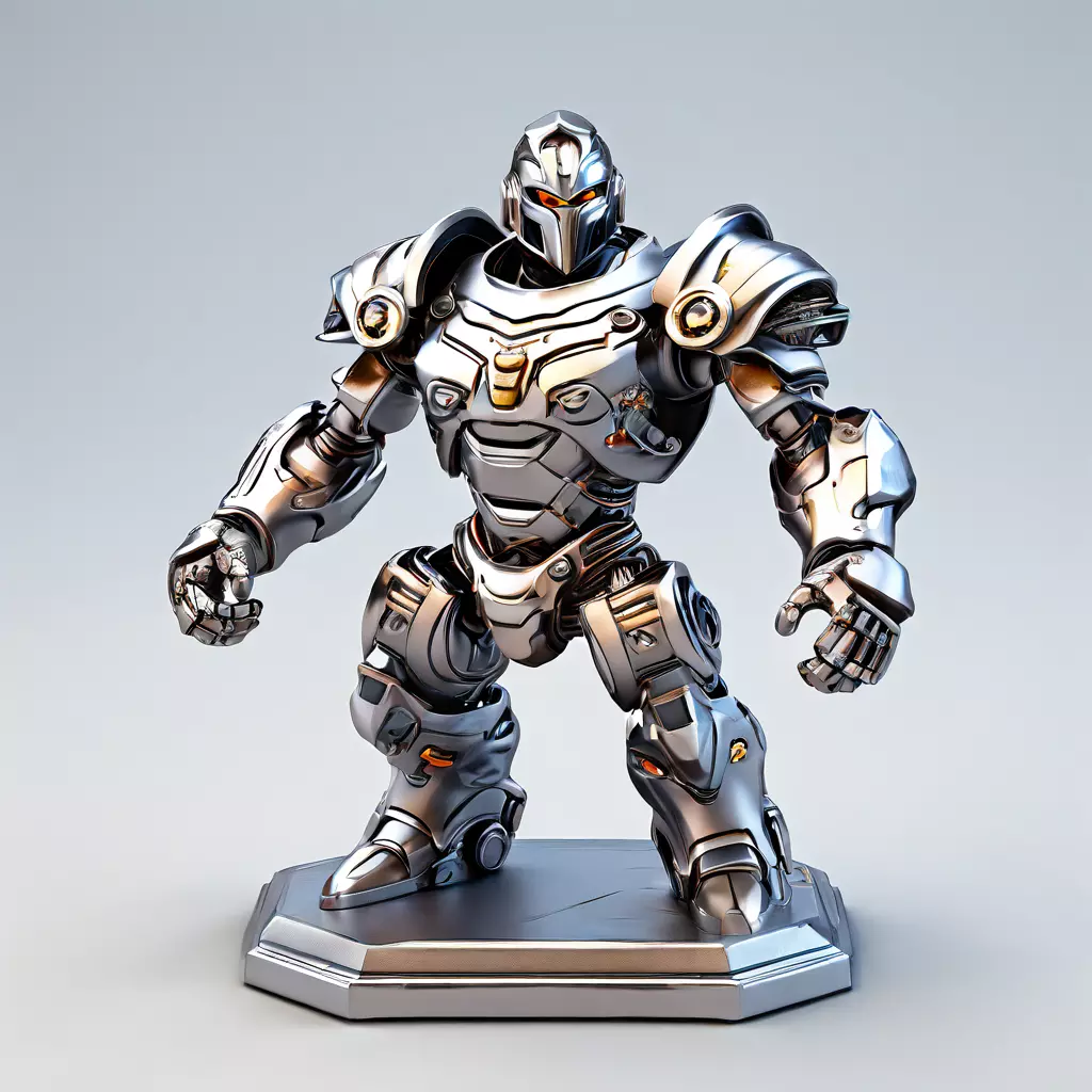 SciFi Knight Mech Warrior Robot Low-poly 3D model_0