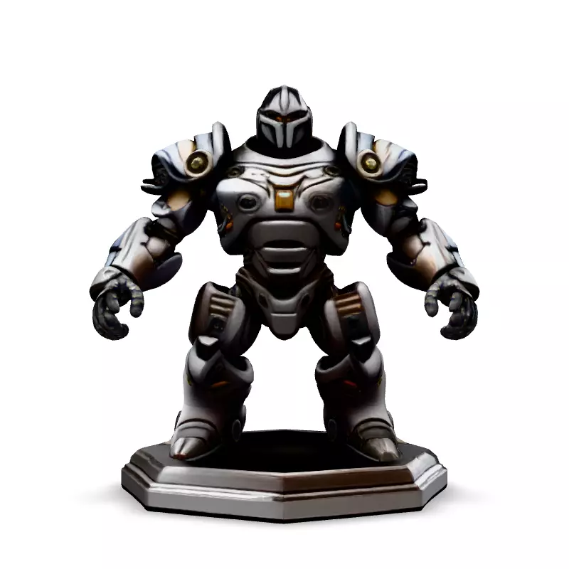 SciFi Knight Mech Warrior Robot Low-poly 3D model_3