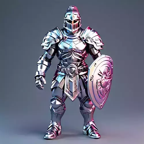 Stylized Knight with Shield Low-poly 3D model