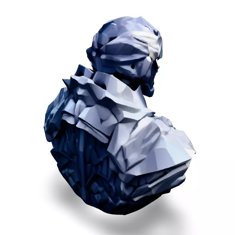 Scifi Armored Cyborg Bust Low-poly 3D model_5