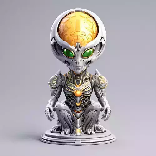 SciFi Alien Meditation Figurine Low-poly 3D model SciFi Alien Meditation Figurine Low-poly 3D model