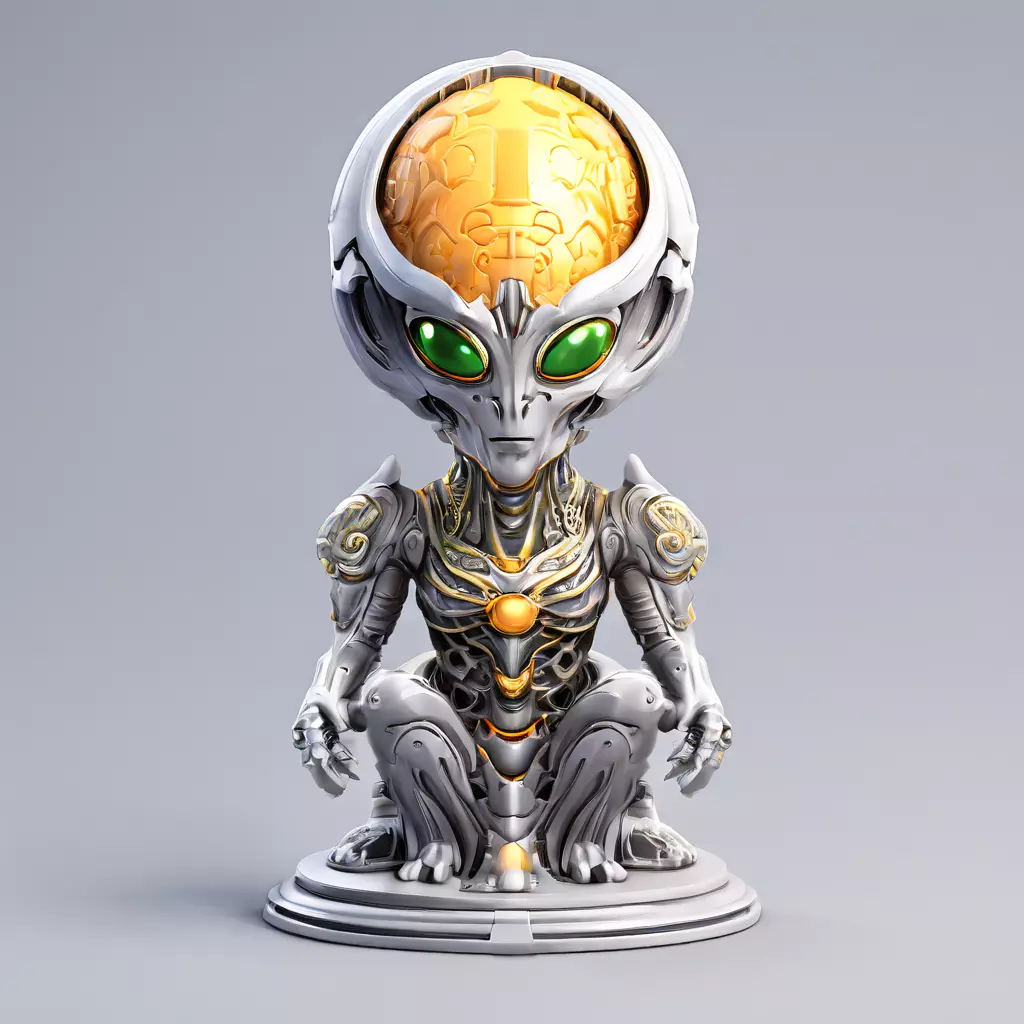 SciFi Alien Meditation Figurine Low-poly 3D model_0