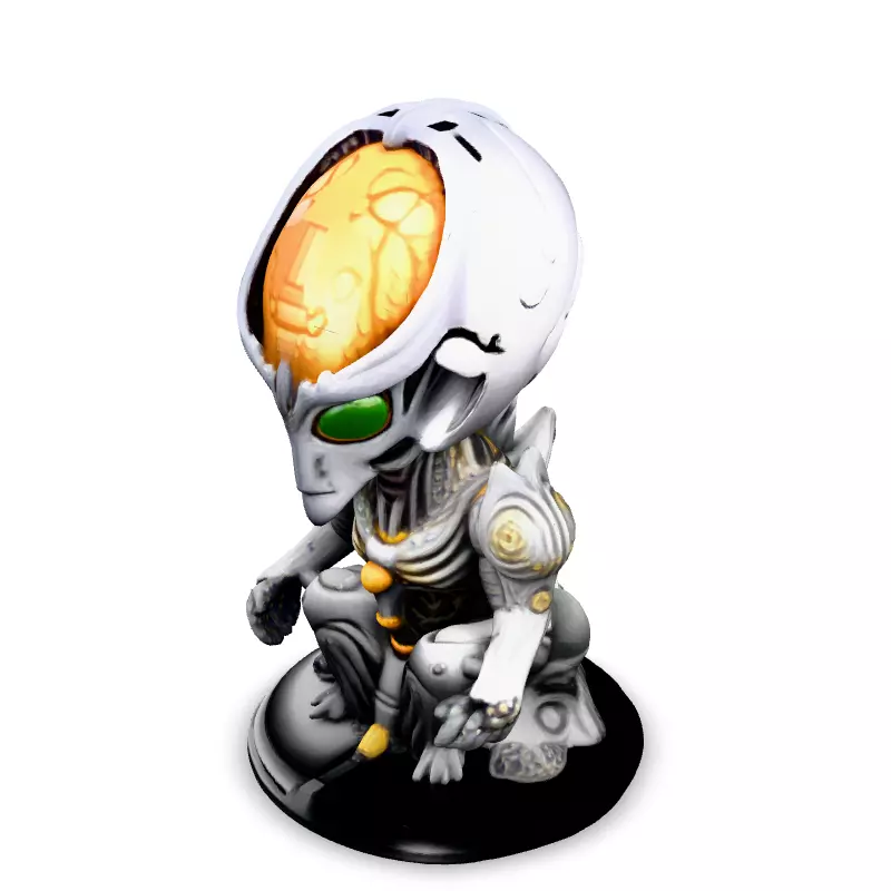 SciFi Alien Meditation Figurine Low-poly 3D model_1